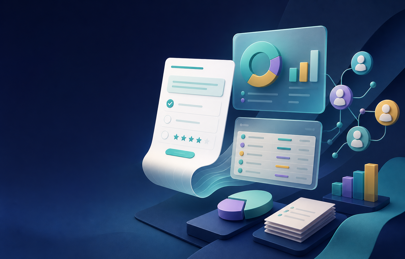 Survey forms connected to analytics and respondent data